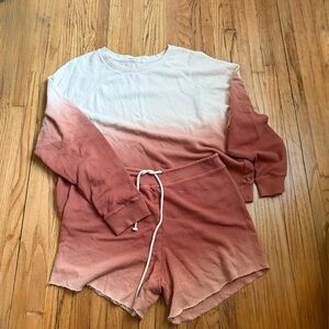 Marine Layer Sunset Ombre Lounge Set Crewneck Sweatshirt Shorts Medium